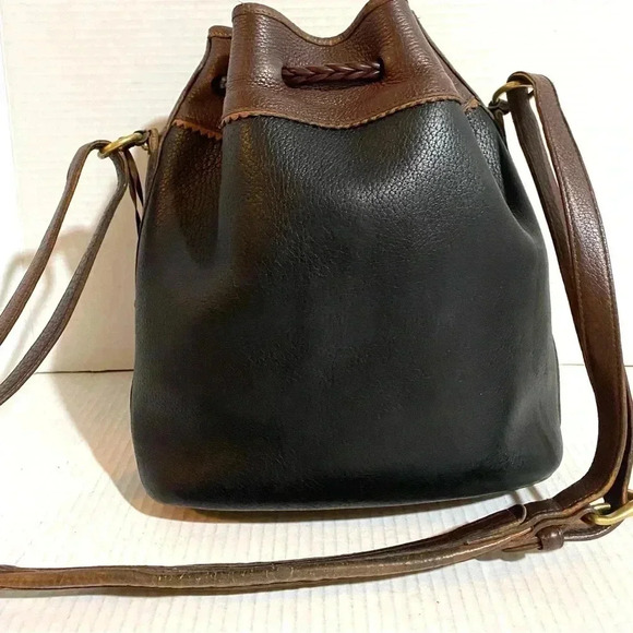 Dooney Bourke  vintage black brown leather bucket shoulder handbag - Picture 2 of 11